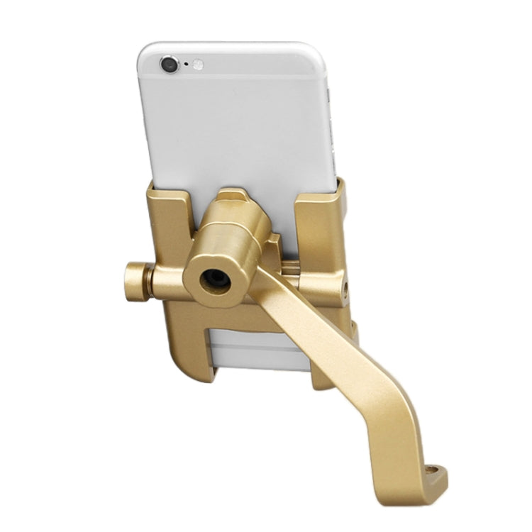 Motorcycle Rear View Mirror Aluminum Alloy Phone Bracket, Suitable for 60-100mm Device(Gold) - Holder by buy2fix | Online Shopping UK | buy2fix