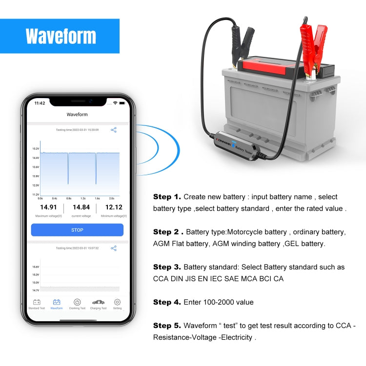 KONNWEI BK100 X431 BST360 Car Bluetooth Battery Tester(Silver) - Electronic Test by KONNWEI | Online Shopping UK | buy2fix