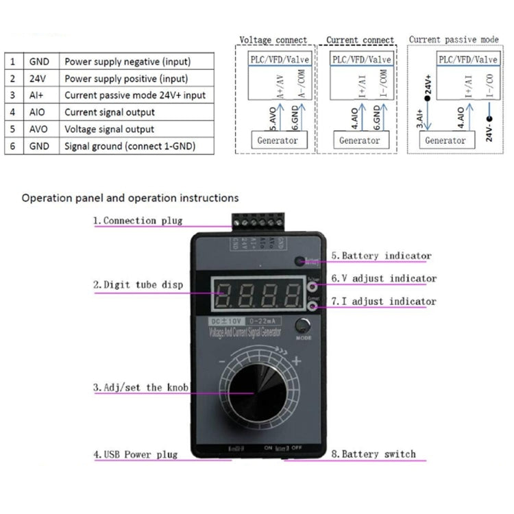 4-20mA 0-10V Signal Generator Adjustable Voltage Current Simulator, Built-in Battery (Black) - Boards & Shields by buy2fix | Online Shopping UK | buy2fix