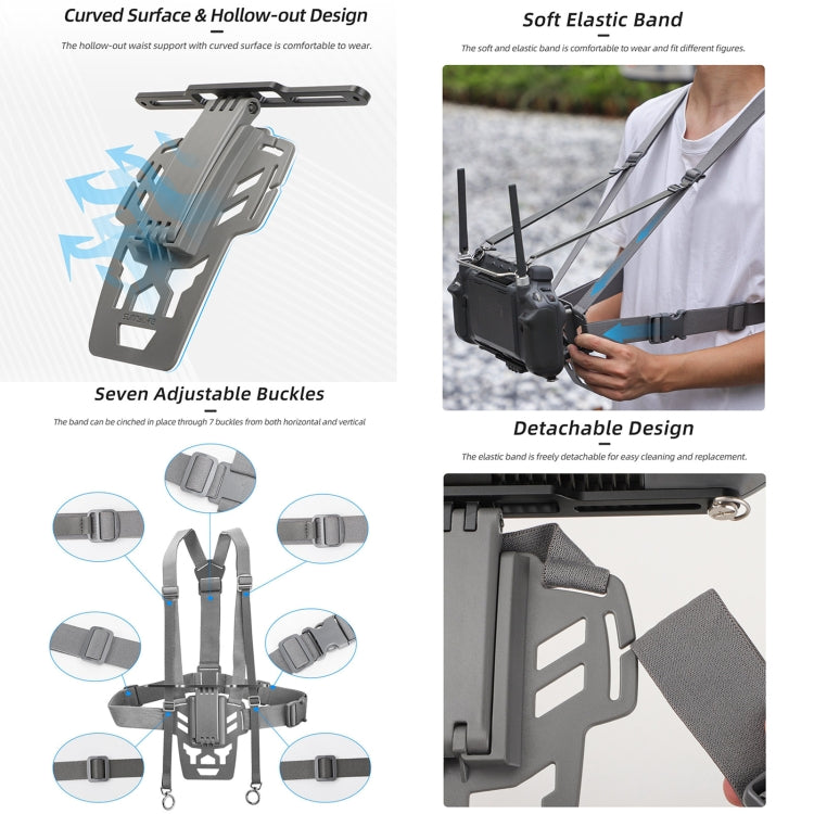 For DJI RC Plus Sunnylife Remote Control Waist Support Bracket Chest Strap (Grey) - Holder Series by Sunnylife | Online Shopping UK | buy2fix