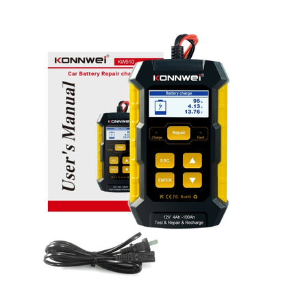 KONNWEI KW510 3 in 1 Car Battery Tester / Charger / Repairer, Support 8 Languages (EU Plug) - Code Readers & Scan Tools by KONNWEI | Online Shopping UK | buy2fix