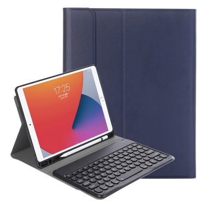 YA870B Detachable Lambskin Texture Round Keycap Bluetooth Keyboard Leather Tablet Case with Pen Slot & Stand For Samsung Galaxy Tab S7 T870 / T875 11 inch 2020(Dark Blue) - Samsung Keyboard by buy2fix | Online Shopping UK | buy2fix