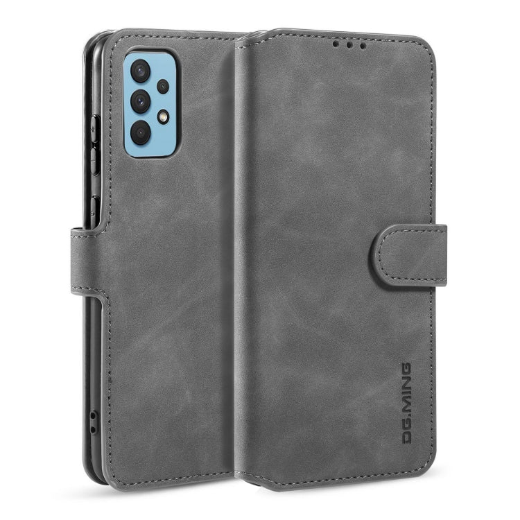 For Samsung Galaxy A32 4G DG.MING Retro Oil Side Horizontal Flip Leather Case with Holder & Card Slots & Wallet(Grey) - Galaxy Phone Cases by DG.MING | Online Shopping UK | buy2fix