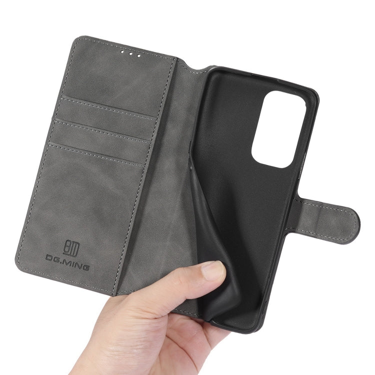 For OnePlus 9 DG.MING Retro Oil Side Horizontal Flip Leather Case with Holder & Card Slots & Wallet(Grey) - OnePlus Cases by DG.MING | Online Shopping UK | buy2fix