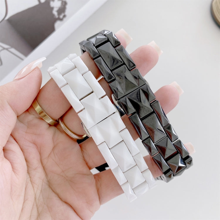 20mm Universal Rhombic Grid Ceramics Watch Band(White) - Watch Bands by buy2fix | Online Shopping UK | buy2fix