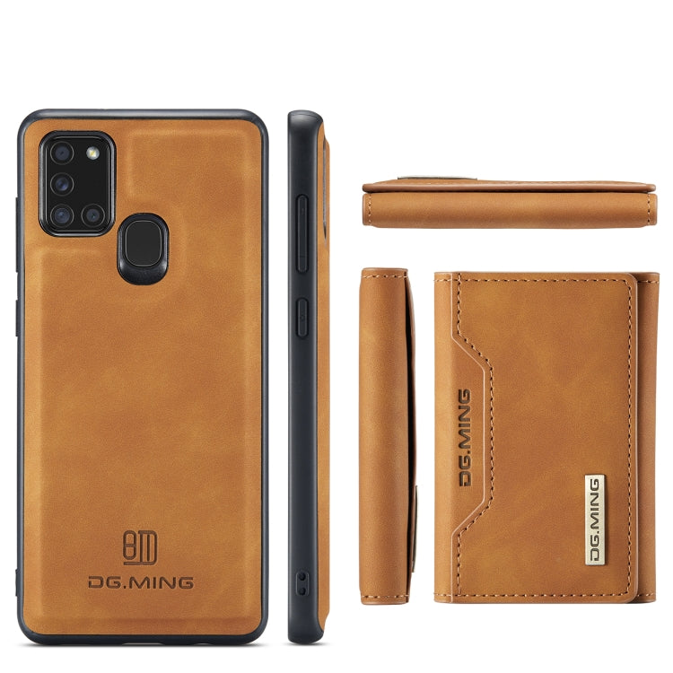 For Samsung Galaxy A21s DG.MING M2 Series 3-Fold Multi Card Bag Back Cover Shockproof Case with Wallet & Holder Function(Brown) - Galaxy Phone Cases by DG.MING | Online Shopping UK | buy2fix