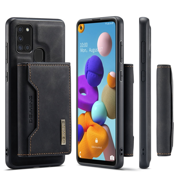 For Samsung Galaxy A21s DG.MING M2 Series 3-Fold Multi Card Bag Back Cover Shockproof Case with Wallet & Holder Function(Black) - Galaxy Phone Cases by DG.MING | Online Shopping UK | buy2fix