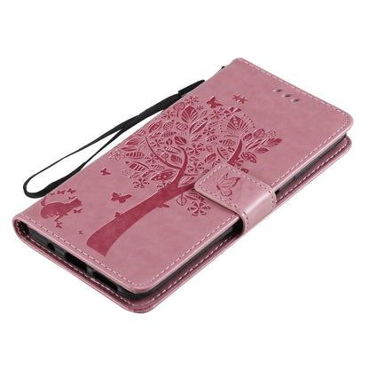 For Nokia G10 Tree & Cat Pattern Pressed Printing Horizontal Flip PU Leather Case with Holder & Card Slots & Wallet & Lanyard(Pink) - Nokia Cases by buy2fix | Online Shopping UK | buy2fix