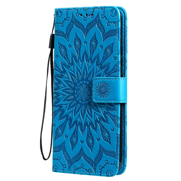 For OPPO Realme C20 / C21 Sun Embossing Pattern Horizontal Flip Leather Case with Card Slot & Holder & Wallet & Lanyard(Blue) - Realme Cases by buy2fix | Online Shopping UK | buy2fix