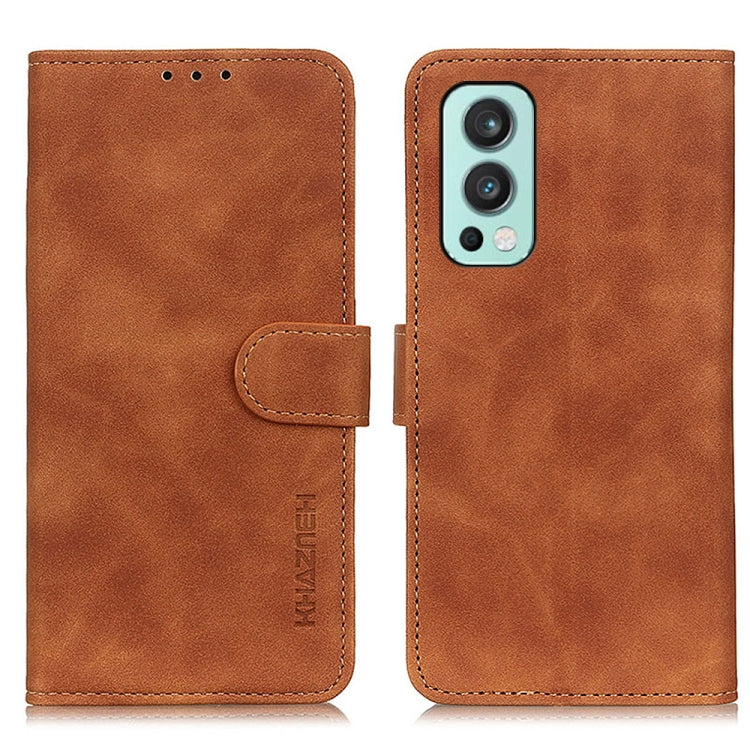 For OnePlus Nord 2 5G KHAZNEH Retro Texture PU + TPU Horizontal Flip Leather Case with Holder & Card Slots & Wallet(Brown) - OnePlus Cases by buy2fix | Online Shopping UK | buy2fix