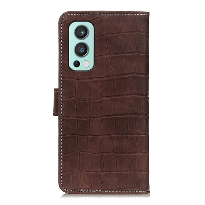 For OnePlus Nord 2 5G Magnetic Crocodile Texture Horizontal Flip Leather Case with Holder & Card Slots & Wallet(Brown) - OnePlus Cases by buy2fix | Online Shopping UK | buy2fix