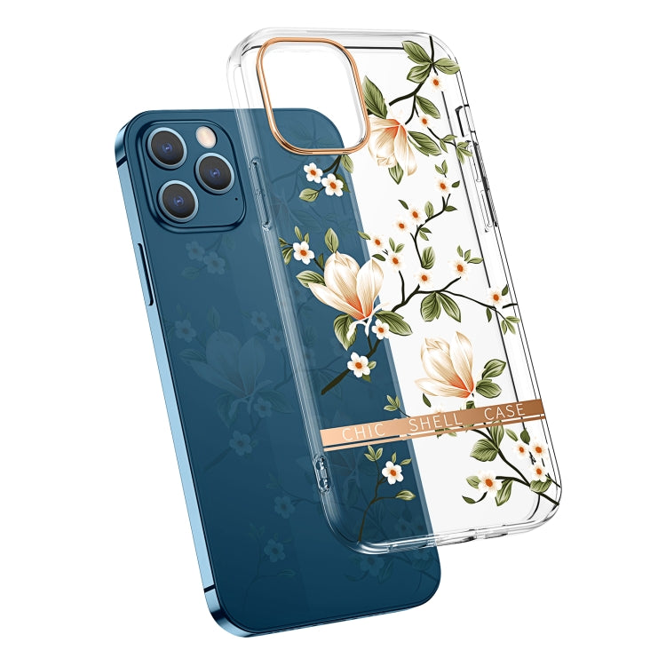 For iPhone 11 Pro High Translucent Electroplating Flower Pattern TPU + PC Shockproof Case (Magnolia) - iPhone 11 Pro Cases by buy2fix | Online Shopping UK | buy2fix