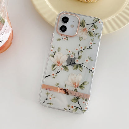 For iPhone 11 Pro High Translucent Electroplating Flower Pattern TPU + PC Shockproof Case (Magnolia) - iPhone 11 Pro Cases by buy2fix | Online Shopping UK | buy2fix