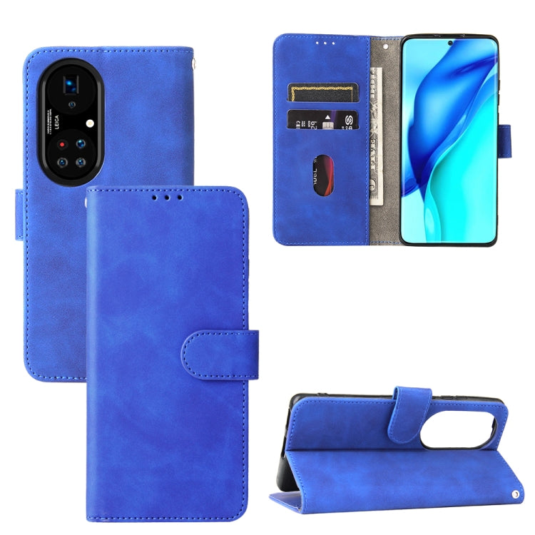 For Huawei P50 Pro Solid Color Skin Feel Magnetic Buckle Horizontal Flip Calf Texture PU Leather Case with Holder & Card Slots & Wallet(Blue) - Huawei Cases by buy2fix | Online Shopping UK | buy2fix