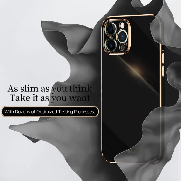 For iPhone 12 Pro XINLI Straight 6D Plating Gold Edge TPU Shockproof Case(Celestial Blue) - iPhone 12 / 12 Pro Cases by XINLI | Online Shopping UK | buy2fix