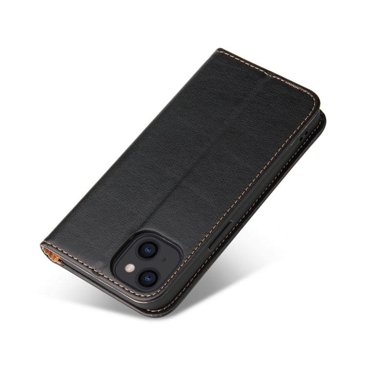 For iPhone 13 Fierre Shann PU Leather Texture Horizontal Flip Leather Case with Holder & Card Slots & Wallet(Black) - iPhone 13 Cases by FIERRE SHANN | Online Shopping UK | buy2fix