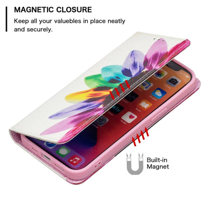 For iPhone 13 Pro Colored Drawing Pattern Invisible Magnetic Horizontal Flip PU Leather Case with Holder & Card Slots & Wallet (Sun Flower) - iPhone 13 Pro Cases by buy2fix | Online Shopping UK | buy2fix