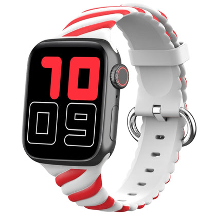 Two-color Twist Silicone Watch Band For Apple Watch Ultra 49mm&Watch Ultra 2 49mm / Series 9&8&7 45mm / SE 3&SE 2&6&SE&5&4 44mm / 3&2&1 42mm(Red White) - Watch Bands by buy2fix | Online Shopping UK | buy2fix