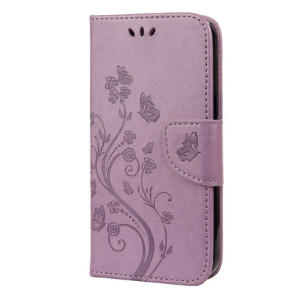 For iPhone 13 Pro Max Butterfly Flower Pattern Horizontal Flip Leather Case with Holder & Card Slots & Wallet (Light Purple) - iPhone 13 Pro Max Cases by buy2fix | Online Shopping UK | buy2fix