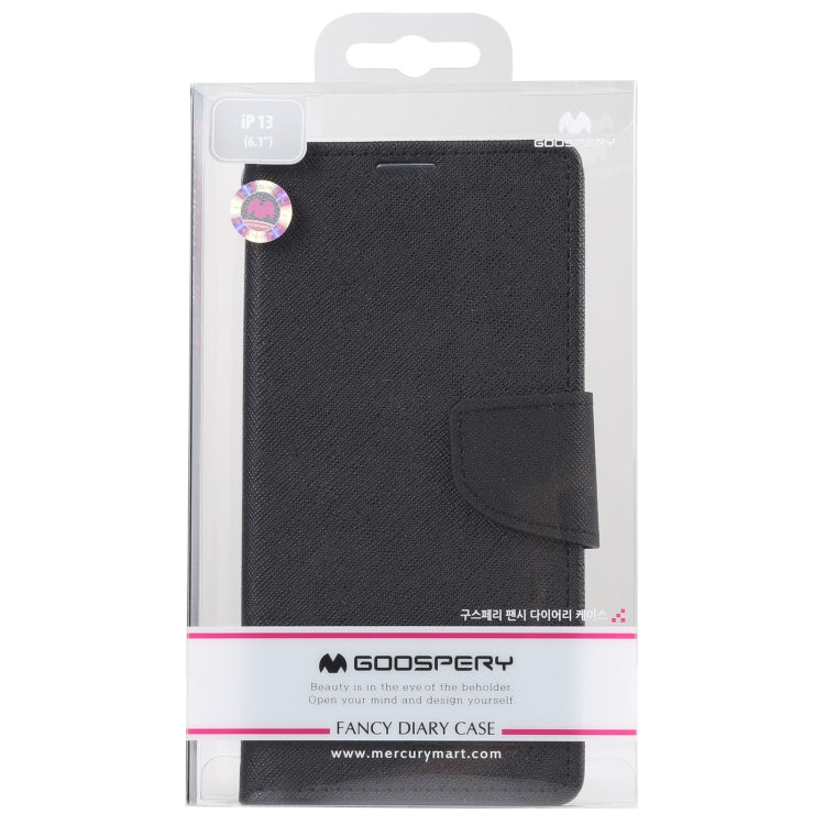 For iPhone 13 GOOSPERY FANCY DIARY Cross Pattern Horizontal Flip Leather Case with Holder & Card Slots & Wallet(Black) - iPhone 13 Cases by GOOSPERY | Online Shopping UK | buy2fix