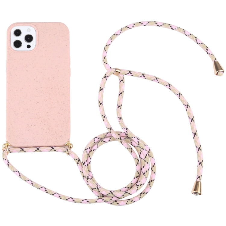For iPhone 13 Pro Max Wheat Straw Material + TPU Shockproof Case with Neck Lanyard (Pink) - iPhone 13 Pro Max Cases by buy2fix | Online Shopping UK | buy2fix