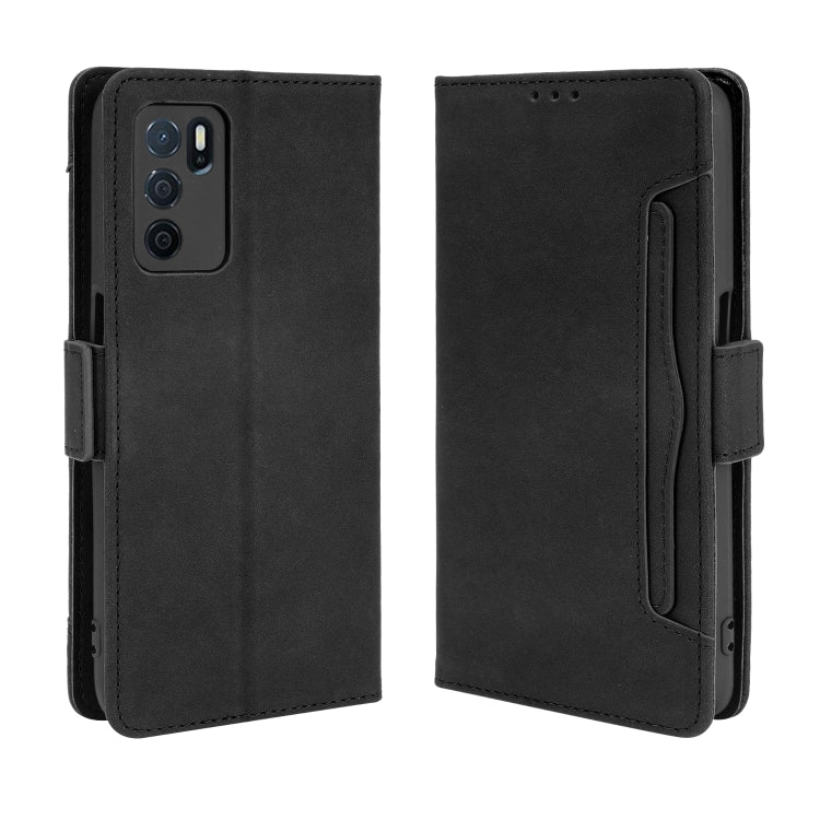 For OPPO A16 Skin Feel Calf Pattern Horizontal Flip Leather Case with Holder & Card Slots & Photo Frame(Black) - OPPO Cases by buy2fix | Online Shopping UK | buy2fix