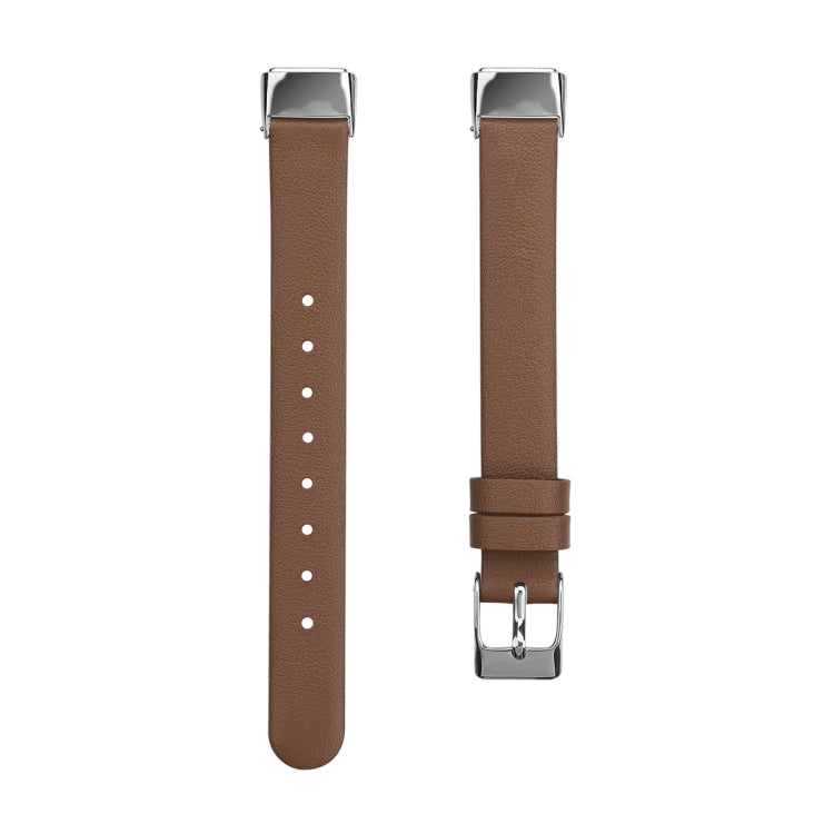 For Fitbit Luxe Leather Watch Band, Size:S(Brown) - Watch Bands by buy2fix | Online Shopping UK | buy2fix