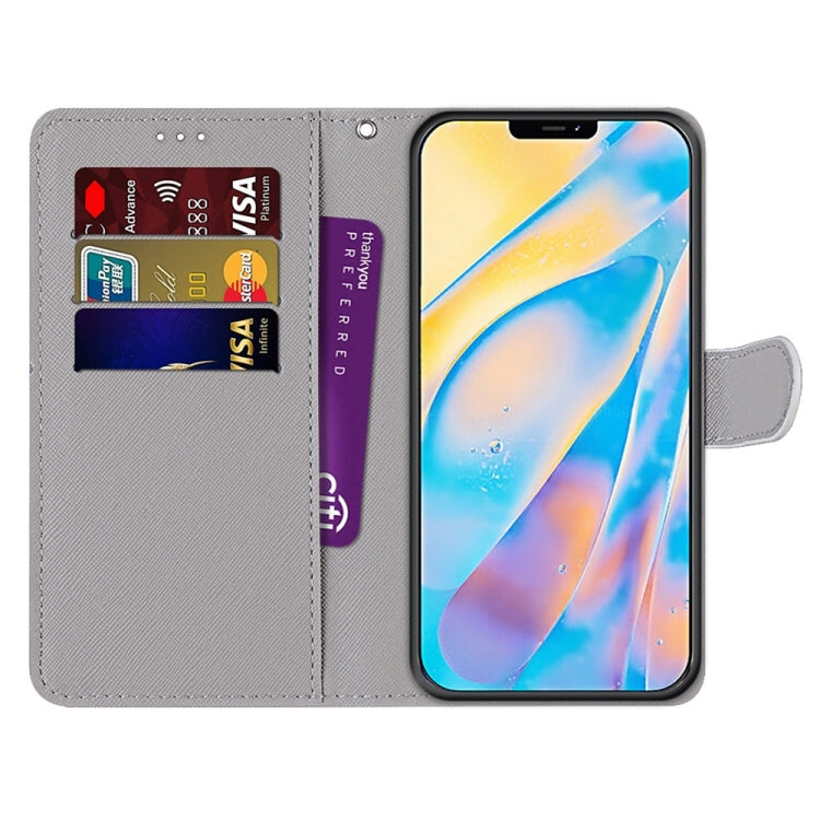 For iPhone 13 Coloured Drawing Cross Texture Horizontal Flip PU Leather Case with Holder & Card Slots & Wallet & Lanyard(Middle Finger White Cat) - iPhone 13 Cases by buy2fix | Online Shopping UK | buy2fix