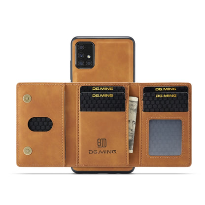 For Samsung Galaxy A51 DG.MING M2 Series 3-Fold Multi Card Bag Back Cover Shockproof Case with Wallet & Holder Function(Brown) - Galaxy Phone Cases by DG.MING | Online Shopping UK | buy2fix