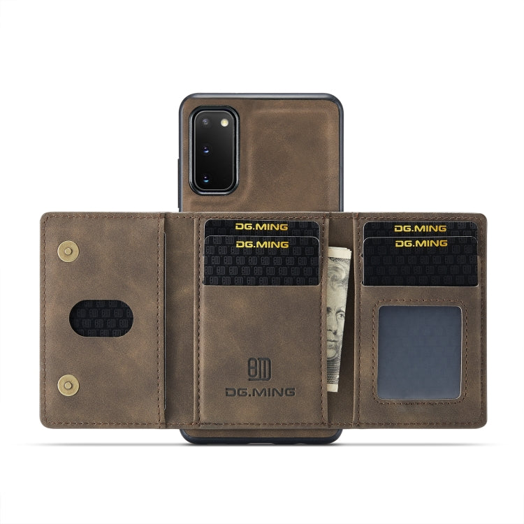 For Samsung Galaxy S20 DG.MING M2 Series 3-Fold Multi Card Bag Back Cover Shockproof Case with Wallet & Holder Function(Coffee) - Galaxy Phone Cases by DG.MING | Online Shopping UK | buy2fix