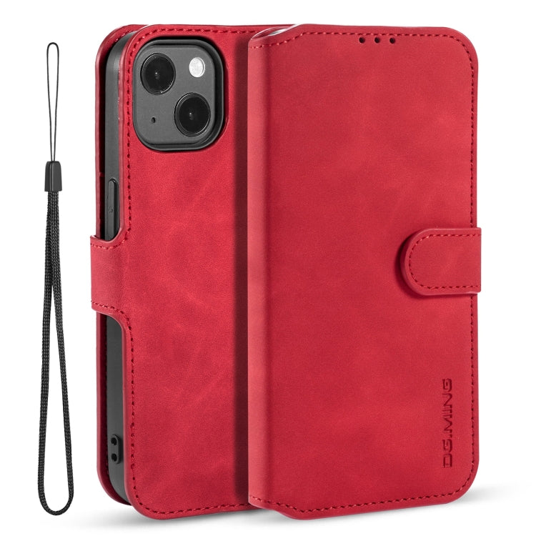 For iPhone 13 DG.MING Retro Oil Side Horizontal Flip Leather Case with Holder & Card Slots & Wallet(Red) - iPhone 13 Cases by DG.MING | Online Shopping UK | buy2fix