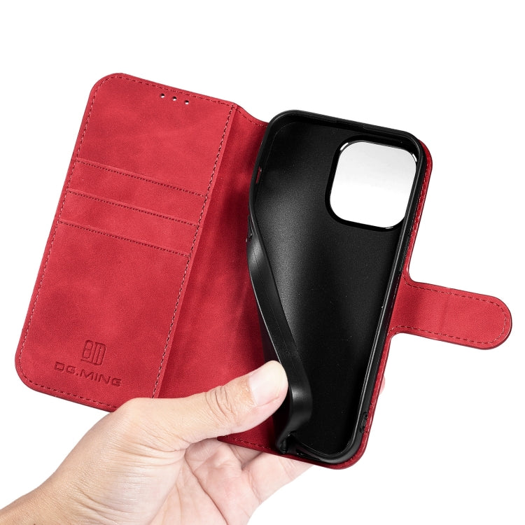 For iPhone 13 Pro DG.MING Retro Oil Side Horizontal Flip Leather Case with Holder & Card Slots & Wallet (Red) - iPhone 13 Pro Cases by DG.MING | Online Shopping UK | buy2fix