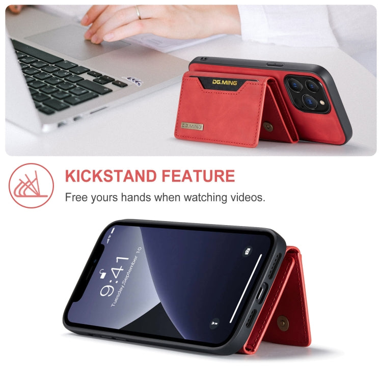 For iPhone 13 Pro DG.MING M2 Series 3-Fold Card Bag Shockproof Case with Wallet & Holder Function (Red) - iPhone 13 Pro Cases by DG.MING | Online Shopping UK | buy2fix