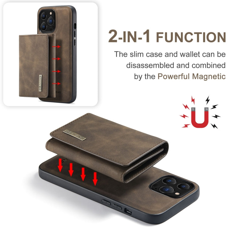 For iPhone 13 Pro DG.MING M1 Series 3-Fold Multi Card Wallet Shockproof Case with Holder Function (Coffee) - iPhone 13 Pro Cases by DG.MING | Online Shopping UK | buy2fix