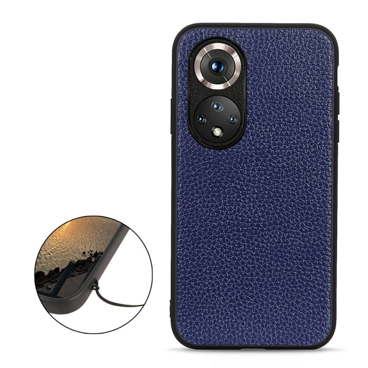 For Honor 50 Accurate Hole Litchi Texture Leather Shockproof Case(Blue) - Honor Cases by buy2fix | Online Shopping UK | buy2fix