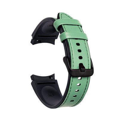 For Samsung Galaxy Watch4 Silicone + Leather Black Buckle Watch Band(Cyan Green) - Watch Bands by buy2fix | Online Shopping UK | buy2fix