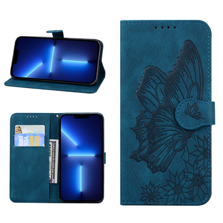 For iPhone 13 Pro Retro Skin Feel Butterflies Embossing Horizontal Flip Leather Case with Holder & Card Slots & Wallet (Blue) - iPhone 13 Pro Cases by buy2fix | Online Shopping UK | buy2fix