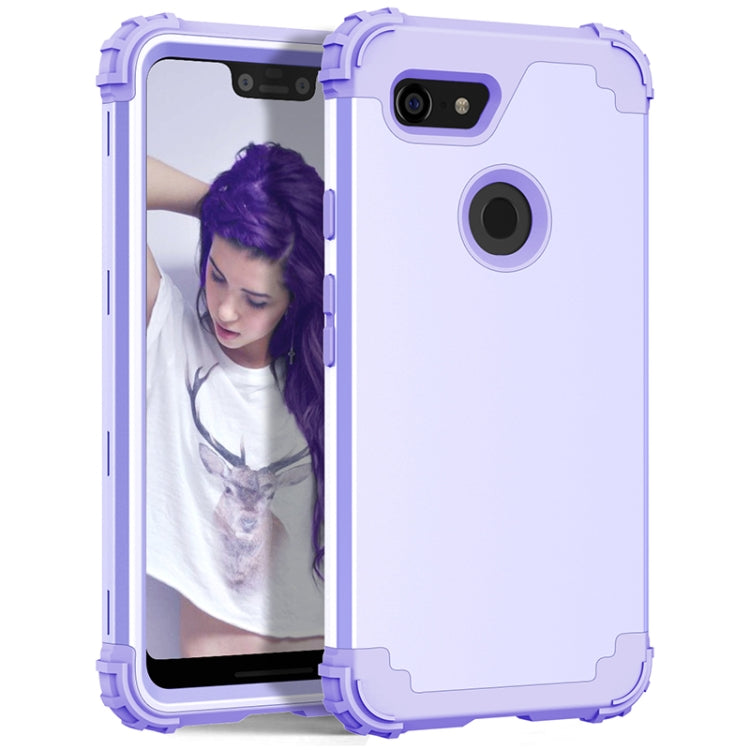 For Google Pixel 3 XL 3 in 1 Shockproof PC + Silicone Protective Case(Purple) - Google Cases by buy2fix | Online Shopping UK | buy2fix