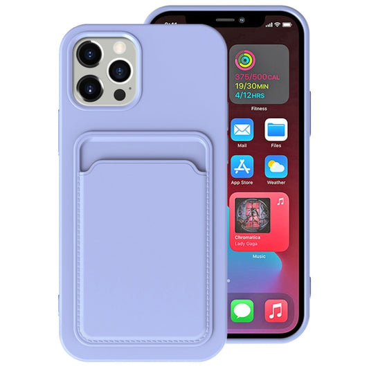 For iPhone 13 Pro Max TPU + Flannel Lining Shockproof Case with Card Slots (Light Purple) - iPhone 13 Pro Max Cases by buy2fix | Online Shopping UK | buy2fix