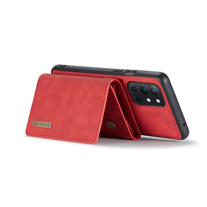 DG.MING M1 Series 3-Fold Multi Card Wallet  Back Cover Shockproof Case with Holder Function For OnePlus 9R(Red) - OnePlus Cases by DG.MING | Online Shopping UK | buy2fix