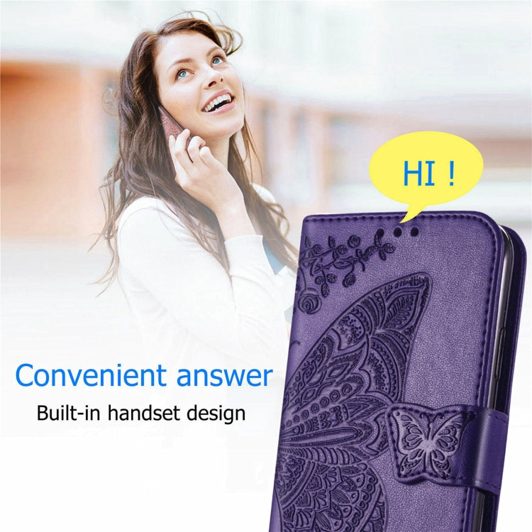 Butterfly Love Flowers Embossed Horizontal Flip Leather Case with Holder & Card Slots & Wallet & Lanyard For ZTE Blade A71(Dark Purple) - ZTE Cases by buy2fix | Online Shopping UK | buy2fix