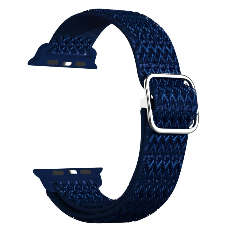 Adjustable Rhombic Texture Elastic Watch Band For Apple Watch Ultra 49mm&Watch Ultra 2 49mm / Series 9&8&7 45mm / SE 3&SE 2&6&SE&5&4 44mm / 3&2&1 42mm(Blue) - Watch Bands by buy2fix | Online Shopping UK | buy2fix