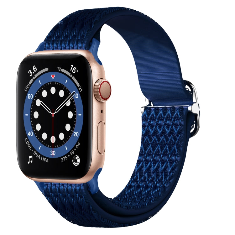 Adjustable Rhombic Texture Elastic Watch Band For Apple Watch Ultra 49mm&Watch Ultra 2 49mm / Series 9&8&7 45mm / SE 3&SE 2&6&SE&5&4 44mm / 3&2&1 42mm(Blue) - Watch Bands by buy2fix | Online Shopping UK | buy2fix