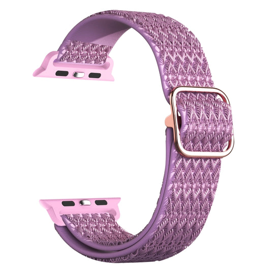 Adjustable Rhombic Texture Elastic Watch Band For Apple Watch Ultra 49mm&Watch Ultra 2 49mm / Series 9&8&7 45mm / SE 3&SE 2&6&SE&5&4 44mm / 3&2&1 42mm(Purple) - Watch Bands by buy2fix | Online Shopping UK | buy2fix