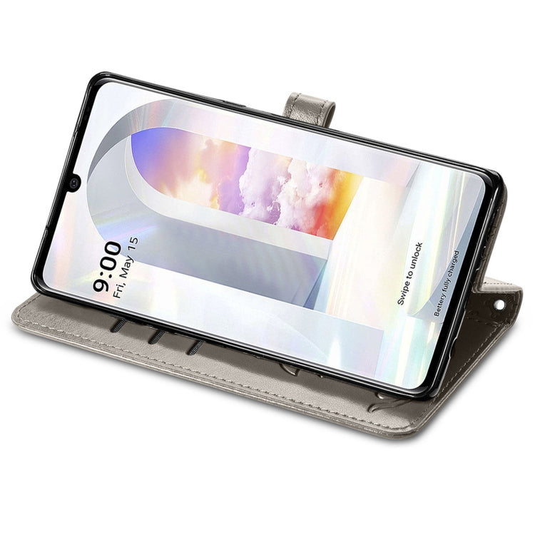 For LG Velvet 2 Pro Lovely Cat and Dog Embossing Pattern Horizontal Flip Leather Case , with Holder & Card Slots & Wallet & Cartoon Clasp & Lanyard(Grey) - LG by buy2fix | Online Shopping UK | buy2fix