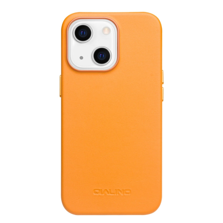 For iPhone 13 mini QIALINO Nappa Cowhide MagSafe Magnetic Protective Case (Orange) - iPhone 13 mini Cases by QIALINO | Online Shopping UK | buy2fix