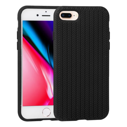 Herringbone Texture Silicone Protective Case For iPhone 8 Plus & 7 Plus(Black) - More iPhone Cases by buy2fix | Online Shopping UK | buy2fix