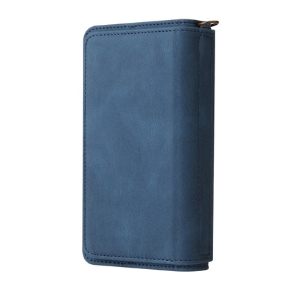 For iPhone XR Skin Feel PU + TPU Horizontal Flip Leather Case with Holder & 15 Cards Slot & Wallet & Zipper Pocket & Lanyard(Blue) - More iPhone Cases by buy2fix | Online Shopping UK | buy2fix