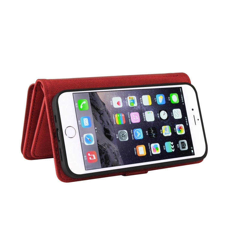 Skin Feel PU + TPU Horizontal Flip Leather Case with Holder & 15 Cards Slot & Wallet & Zipper Pocket & Lanyard For iPhone 8 Plus & 7 Plus(Red) - More iPhone Cases by buy2fix | Online Shopping UK | buy2fix