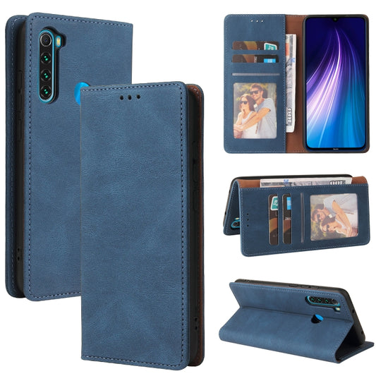 For Xiaomi Redmi Note 8 Simple Suction Closure Horizontal Flip Leather Case with Holder & Card Slot & Wallet(Blue) - Xiaomi Cases by buy2fix | Online Shopping UK | buy2fix